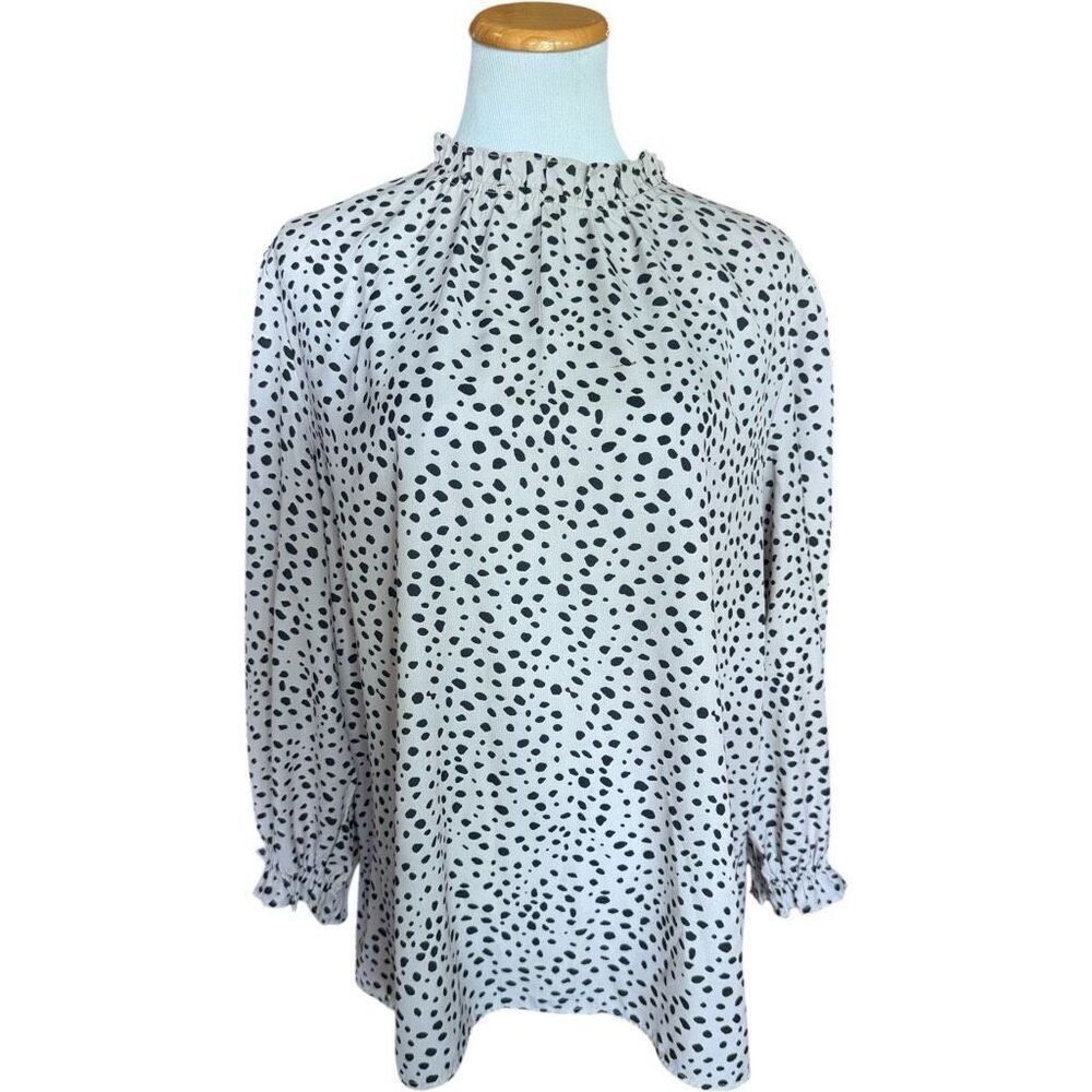 Womens Shein Cheetah Animal Print High Neck Long Sleeve Top Blouse - Sz 2X